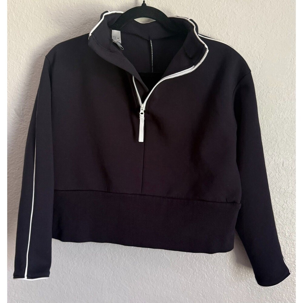 Victor Glemaud Target Women's Small Black White Piping Cropped Quarter Zip PO